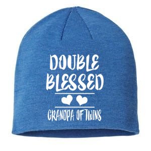 Double Blessed Grandpa Of Twins Grandfather Gift Sustainable Beanie