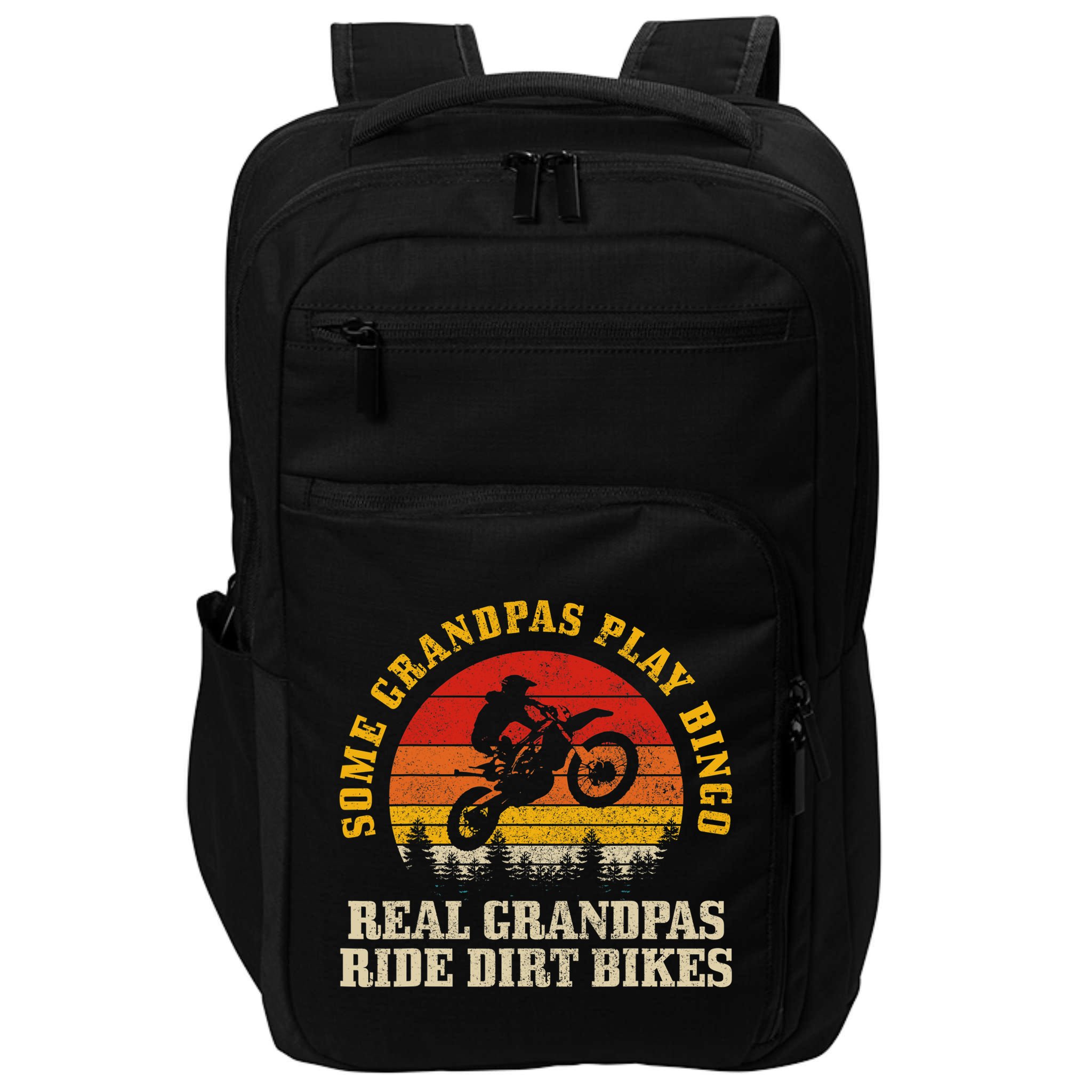 Dirt Bike Grandpa Vintage Motocross MX Motorcycle Biker Gift Impact Tech Backpack