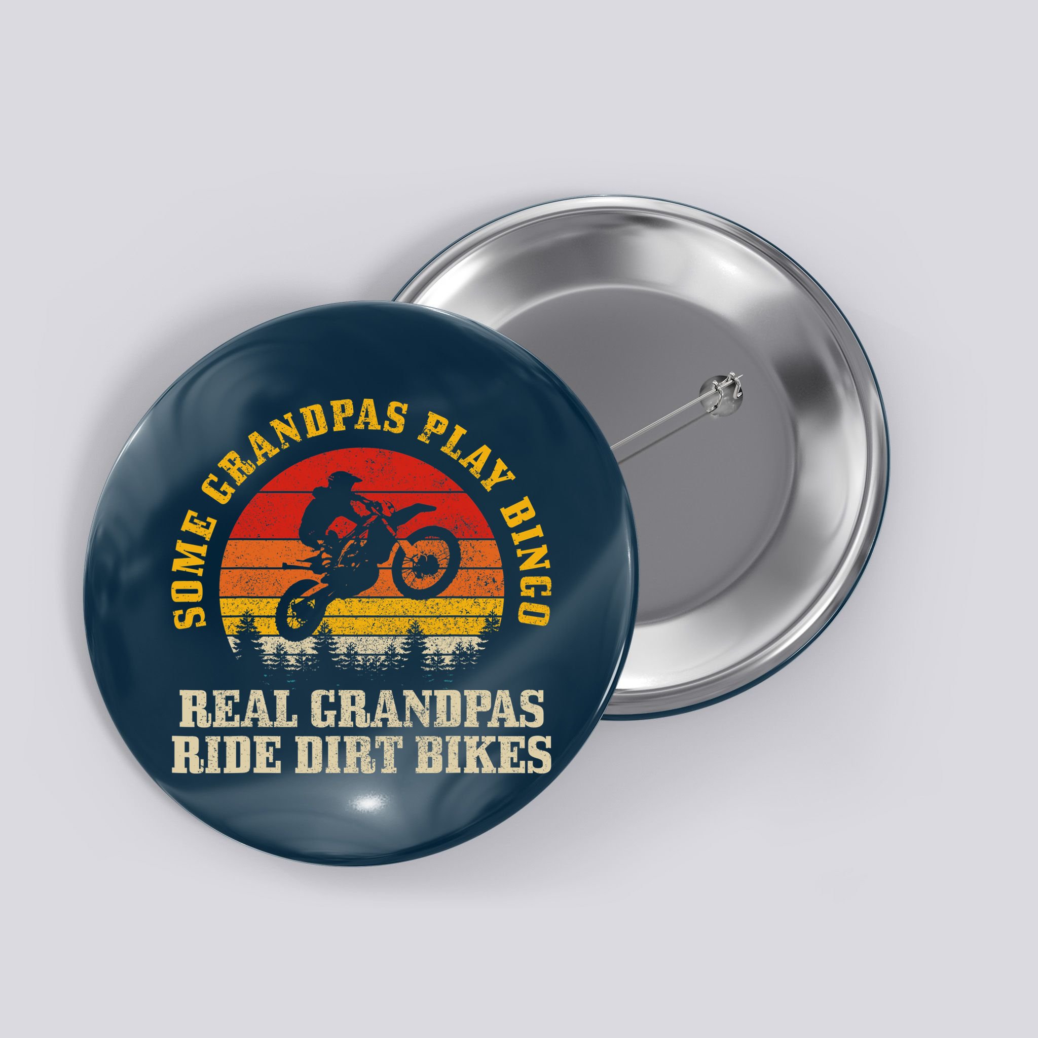Dirt Bike Grandpa Vintage Motocross MX Motorcycle Biker Gift Button