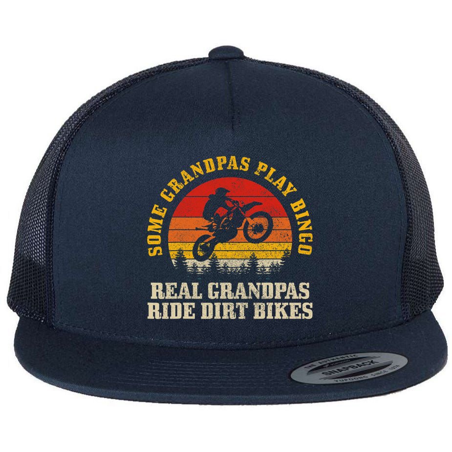 Dirt Bike Grandpa Vintage Motocross MX Motorcycle Biker Gift Flat Bill Trucker Hat