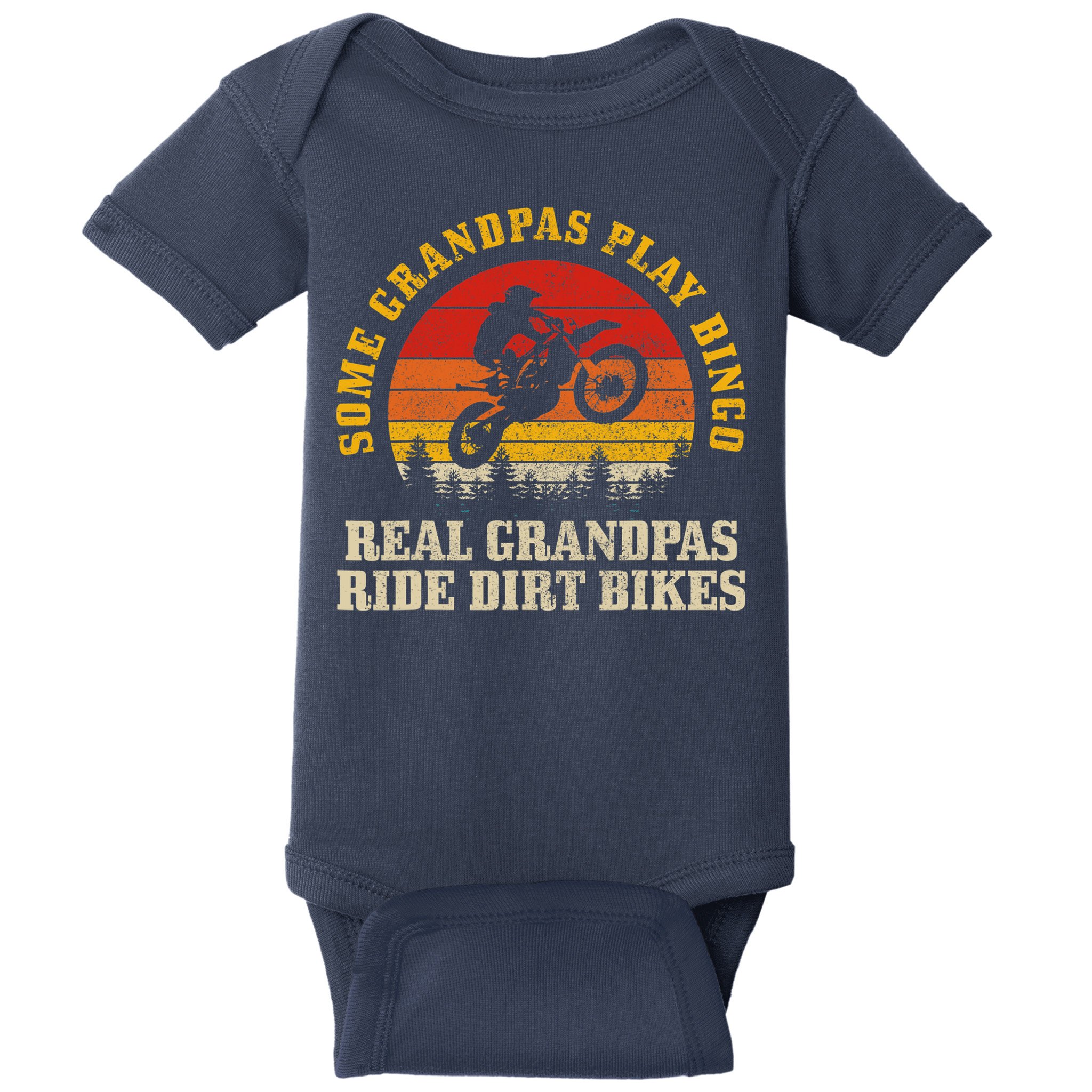 Dirt Bike Grandpa Vintage Motocross MX Motorcycle Biker Gift Baby Bodysuit