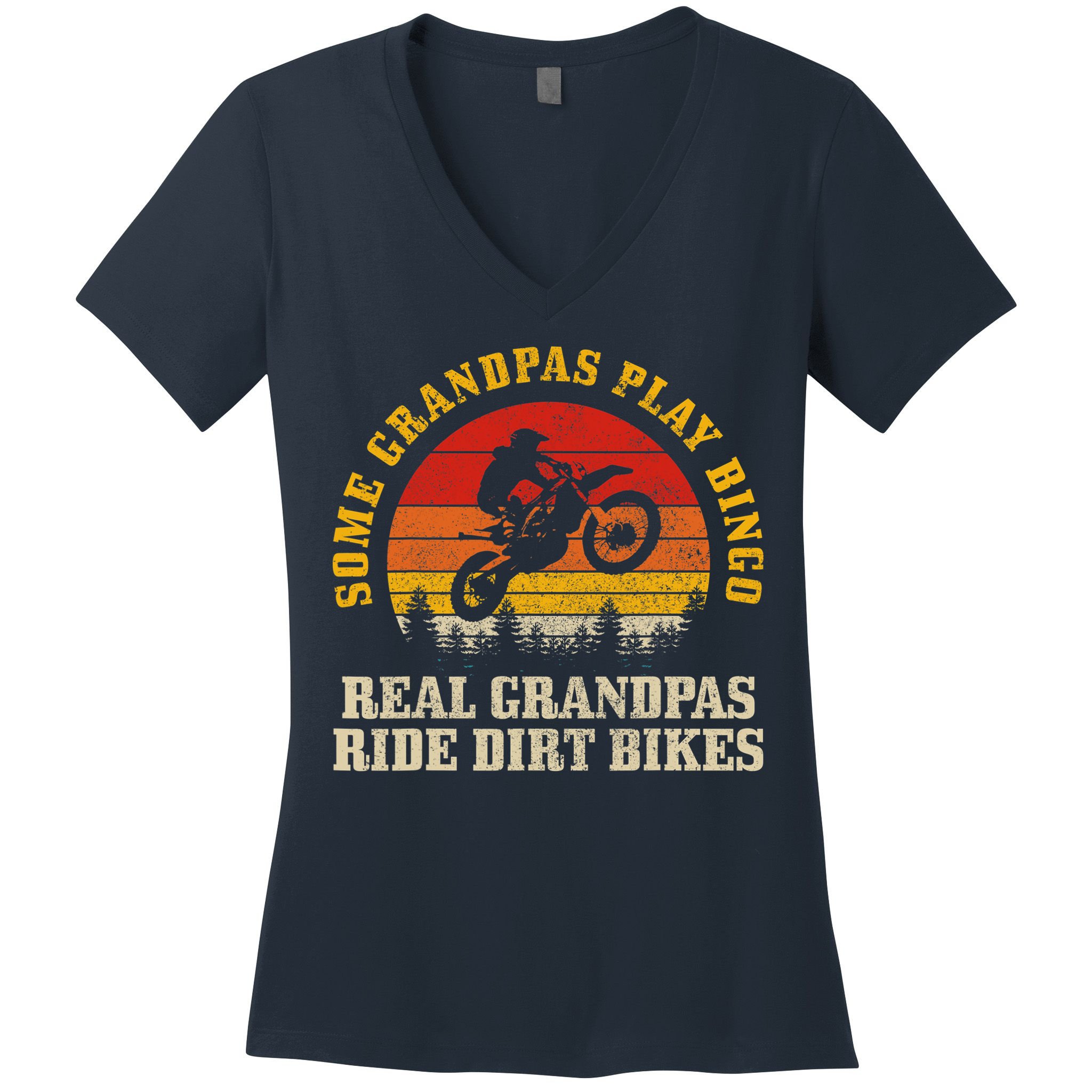 Dirt Bike Grandpa Vintage Motocross MX Motorcycle Biker Gift Women's V-Neck T-Shirt