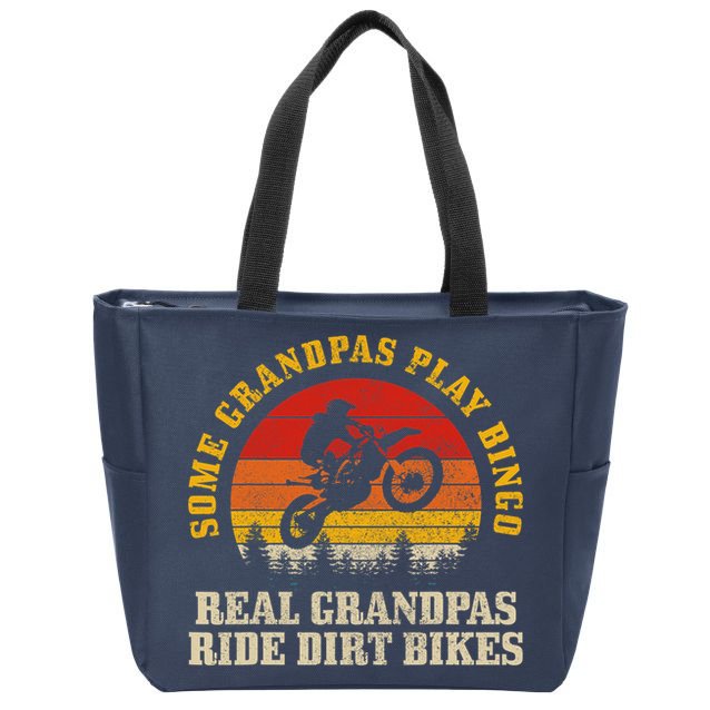 Dirt Bike Grandpa Vintage Motocross MX Motorcycle Biker Gift Zip Tote Bag