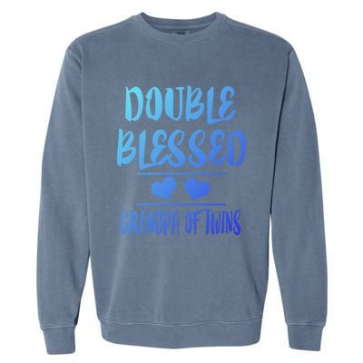 Double Blessed Grandpa Of Twins Grandfather Gift Garment-Dyed Sweatshirt