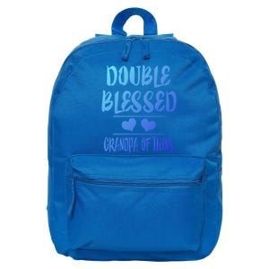 Double Blessed Grandpa Of Twins Grandfather Gift 16 in Basic Backpack