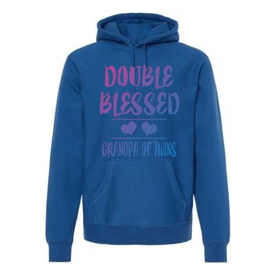 Double Blessed Grandpa Of Twins Grandfather Gift Premium Hoodie