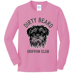 Dirty Beard Griffon Club Brussels Griffon Dog Biker Kids Long Sleeve Shirt