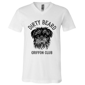 Dirty Beard Griffon Club Brussels Griffon Dog Biker V-Neck T-Shirt