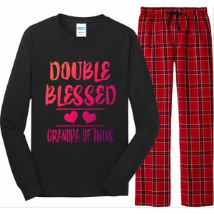 Double Blessed Grandpa Of Twins Grandfather Gift Long Sleeve Pajama Set