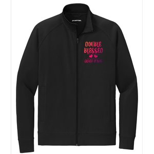 Double Blessed Grandpa Of Twins Grandfather Gift Stretch Full-Zip Cadet Jacket