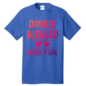 Double Blessed Grandpa Of Twins Grandfather Gift Tall T-Shirt