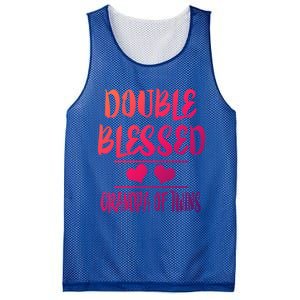 Double Blessed Grandpa Of Twins Grandfather Gift Mesh Reversible Basketball Jersey Tank