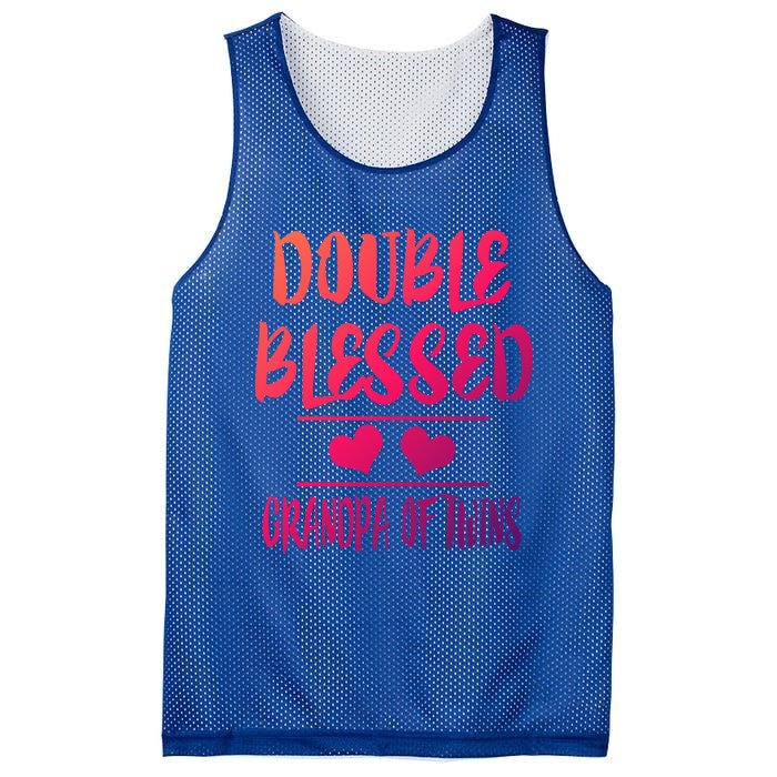 Double Blessed Grandpa Of Twins Grandfather Gift Mesh Reversible Basketball Jersey Tank