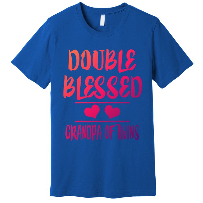 Double Blessed Grandpa Of Twins Grandfather Gift Premium T-Shirt