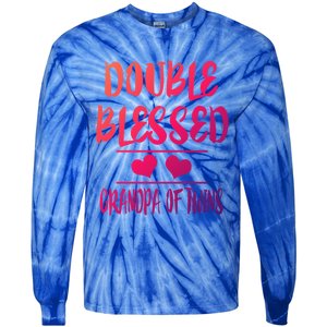 Double Blessed Grandpa Of Twins Grandfather Gift Tie-Dye Long Sleeve Shirt