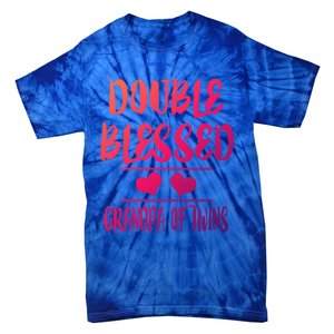 Double Blessed Grandpa Of Twins Grandfather Gift Tie-Dye T-Shirt