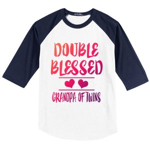 Double Blessed Grandpa Of Twins Grandfather Gift Baseball Sleeve Shirt