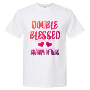 Double Blessed Grandpa Of Twins Grandfather Gift Garment-Dyed Heavyweight T-Shirt