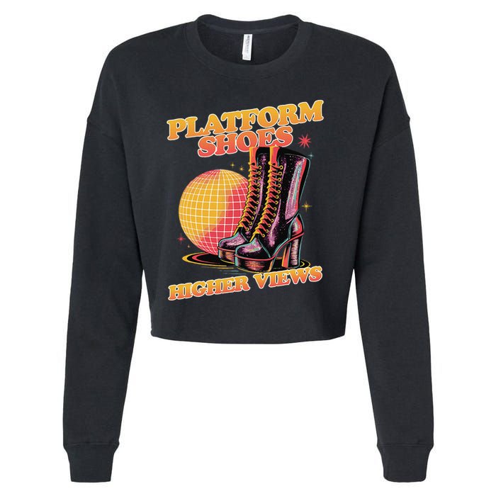 Disco Boots Groovy Retro 70s Dancing Soul Music Cropped Pullover Crew