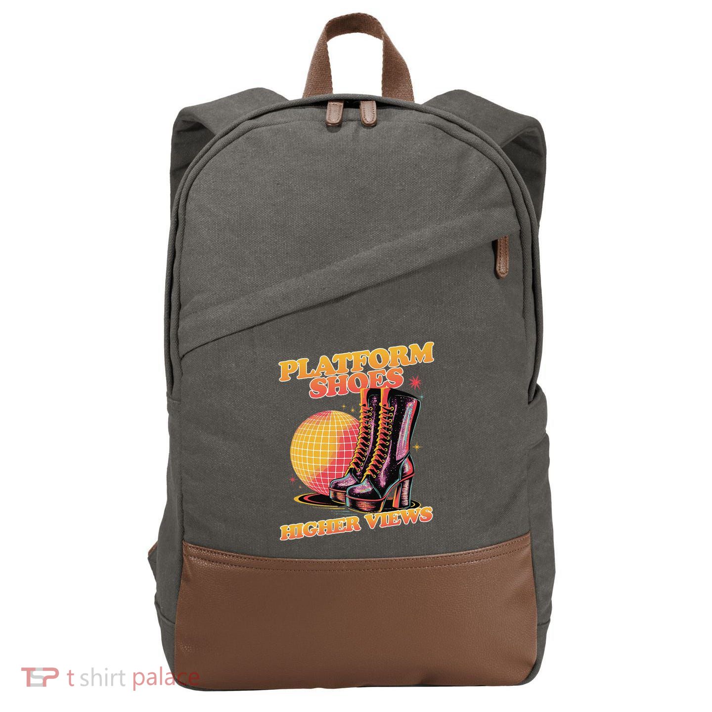 Disco Boots Groovy Retro 70s Dancing Soul Music Cotton Canvas Backpack