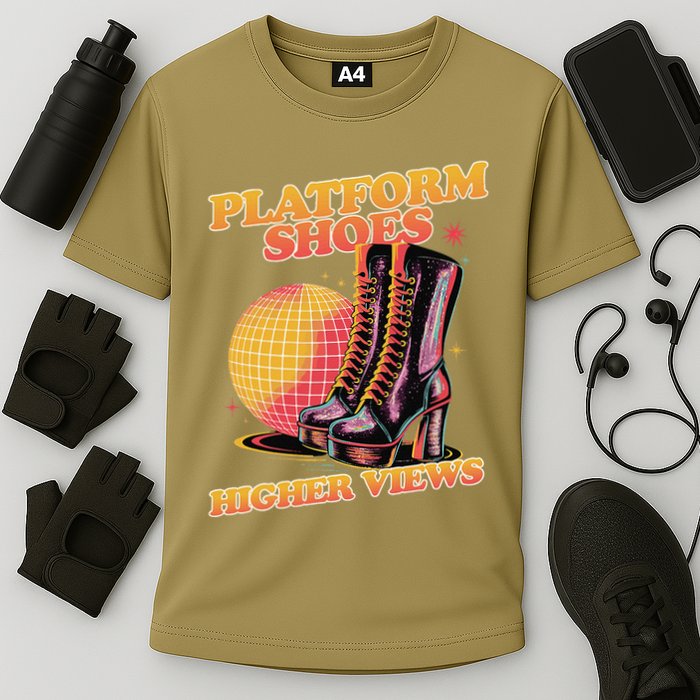 Disco Boots Groovy Retro 70s Dancing Soul Music Cooling Performance Crew T-Shirt