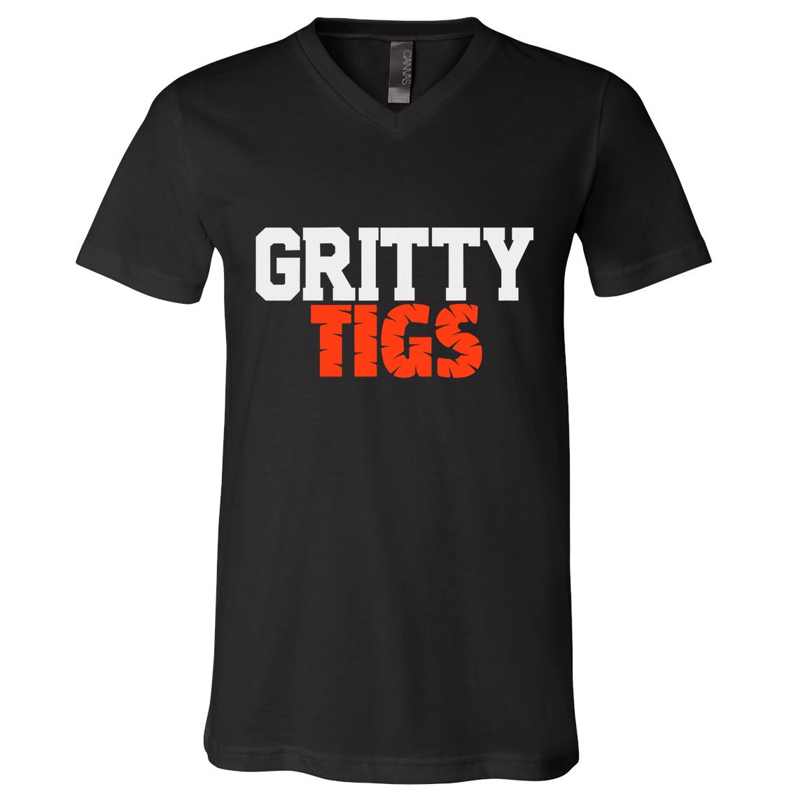Detroit Baseball Gritty Tigs V-Neck T-Shirt