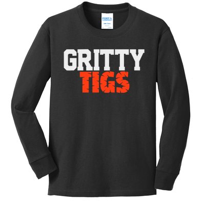 Detroit Baseball Gritty Tigs Kids Long Sleeve Shirt