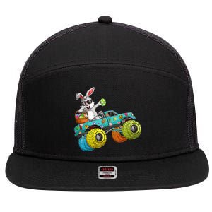 Dabbing Bunny Happy Easter Monster Truck Lovers 7 Panel Mesh Trucker Snapback Hat