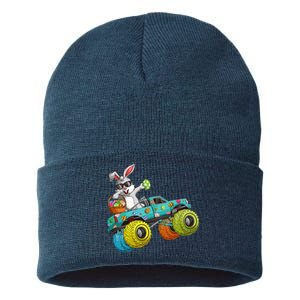 Dabbing Bunny Happy Easter Monster Truck Lovers Sustainable Knit Beanie