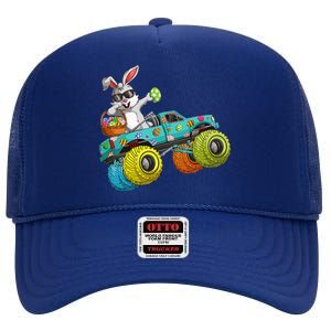 Dabbing Bunny Happy Easter Monster Truck Lovers High Crown Mesh Back Trucker Hat