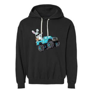 Dabbing Bunny Happy Easter Monster Truck Lovers B.oys K.ids Garment-Dyed Fleece Hoodie