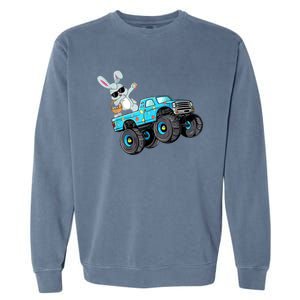 Dabbing Bunny Happy Easter Monster Truck Lovers B.oys K.ids Garment-Dyed Sweatshirt