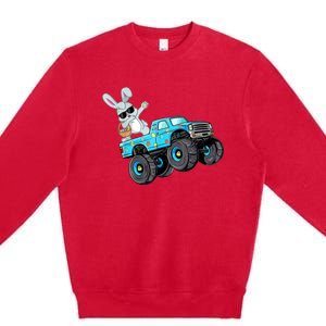 Dabbing Bunny Happy Easter Monster Truck Lovers B.oys K.ids Premium Crewneck Sweatshirt