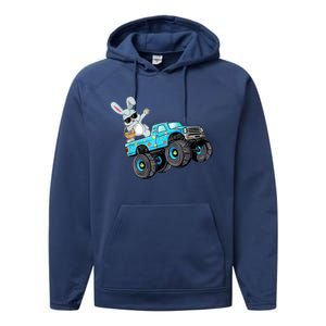 Dabbing Bunny Happy Easter Monster Truck Lovers B.oys K.ids Performance Fleece Hoodie