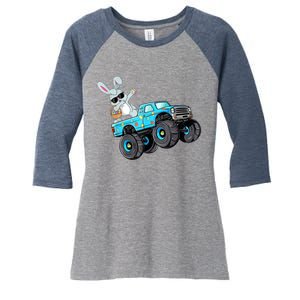 Dabbing Bunny Happy Easter Monster Truck Lovers B.oys K.ids Women's Tri-Blend 3/4-Sleeve Raglan Shirt