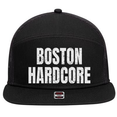 Distressed Boston Hardcore Punk 7 Panel Mesh Trucker Snapback Hat