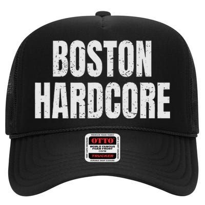 Distressed Boston Hardcore Punk High Crown Mesh Back Trucker Hat