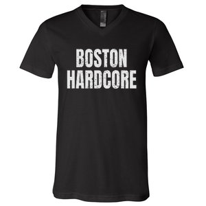 Distressed Boston Hardcore Punk V-Neck T-Shirt