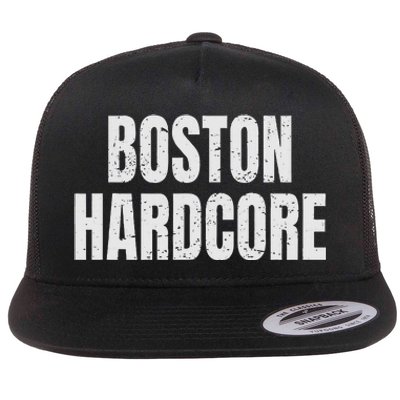 Distressed Boston Hardcore Punk Flat Bill Trucker Hat