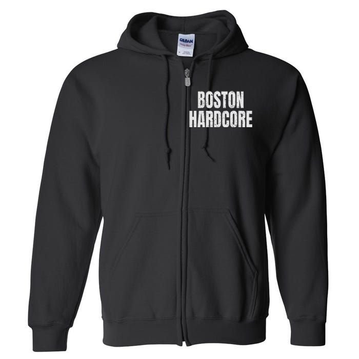 Distressed Boston Hardcore Punk Full Zip Hoodie