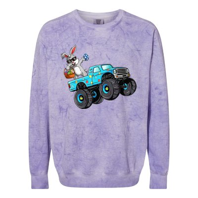 Dabbing Bunny Happy Easter Monster Truck Lovers Colorblast Crewneck Sweatshirt