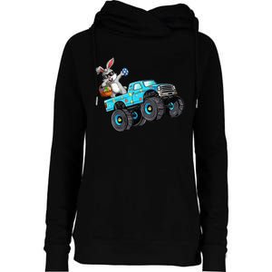 Dabbing Bunny Happy Easter Monster Truck Lovers Womens Funnel Neck Pullover Hood