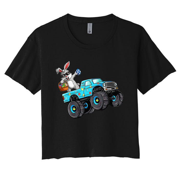 Dabbing Bunny Happy Easter Monster Truck Lovers Women's Crop Top Tee