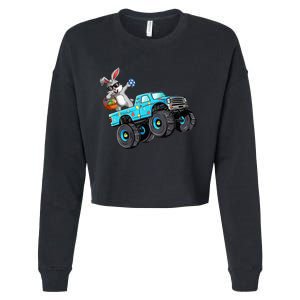 Dabbing Bunny Happy Easter Monster Truck Lovers Cropped Pullover Crew