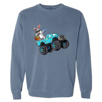 Dabbing Bunny Happy Easter Monster Truck Lovers Garment-Dyed Sweatshirt