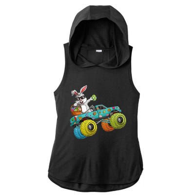 Dabbing Bunny Happy Easter Monster Truck Lovers Ladies PosiCharge Tri-Blend Wicking Draft Hoodie Tank