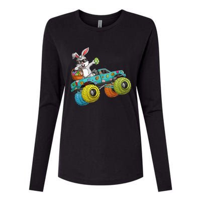 Dabbing Bunny Happy Easter Monster Truck Lovers Womens Cotton Relaxed Long Sleeve T-Shirt