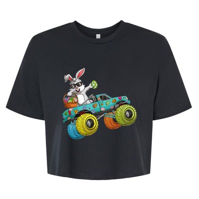 Dabbing Bunny Happy Easter Monster Truck Lovers Bella+Canvas Jersey Crop Tee