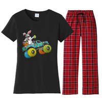 Dabbing Bunny Happy Easter Monster Truck Lovers Women's Flannel Pajama Set