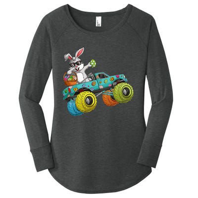 Dabbing Bunny Happy Easter Monster Truck Lovers Women's Perfect Tri Tunic Long Sleeve Shirt